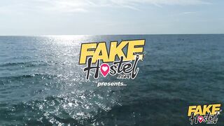 Fake Hostel Full Scene - lesbians kissing, foreplay, pussy eating and real orgasms in genuine romantic lesbian sex scene