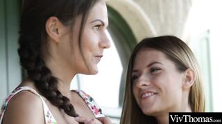 Cute assistant seduces her sexy older boss. She eats her shaved pussy