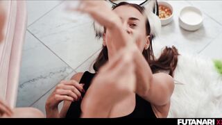 FUTA Catgirl With Big Dick Fucks Her Master And Gives Her A Huge Facial