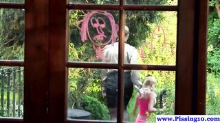 Bigtitted les piss loving euro toying pussy