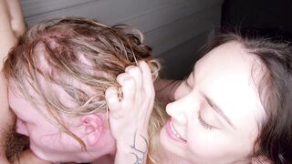 Her boyfriend broke up with her and her friend gave her two monstrous cocks to forget about him. Mimi Cica, Catherine Kinght, Jimmy Bud And Brady Bud