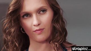 Beauty takes a hard strapon fucking from her busty girlfriend