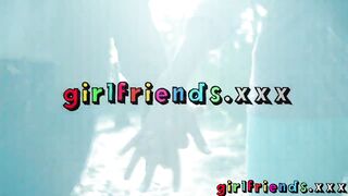 Girlfriends Lez give thanks for strap on sex