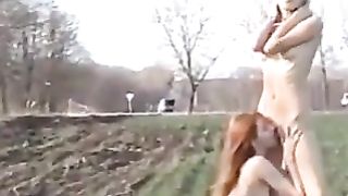 Public lesbian dildo