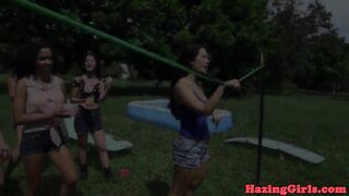 Amateur outdoor hazing students gone lesbian