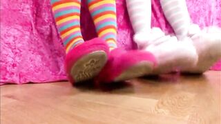 Blonde teen lesbians love feet
