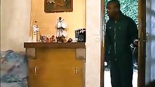 French black maid fucked in 3some with Papy Voyeur