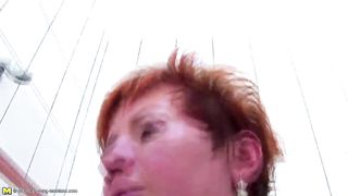 Mature whore mom fucks and piss on daughter