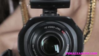 FemaleAgent Sexy casting ends in lesbian lust orgasms