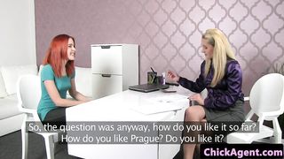 Redhead czech casting babe eaten out by agent