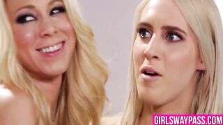 Katie spreads her legs and orders Cadence to eat her pussy