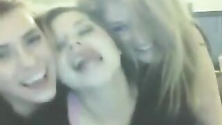 3 girls have fun on webcam