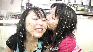 Subtitled extreme Japanese natto sploshing lesbians