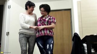 Grandmother licks and fucks young lesbian