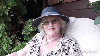 AuntJudys - 66yo Hairy Mature GILF Mrs. Claire Sucks Your Cock in the Garden (POV)