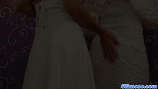 Lesbian gloryhole brides bukkakke covered