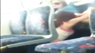 Amateur lesbians having fun on a bus