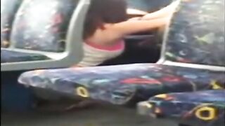 Amateur lesbians having fun on a bus