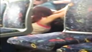 Amateur lesbians having fun on a bus