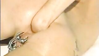 Opearl is ass fisting herself on a boat