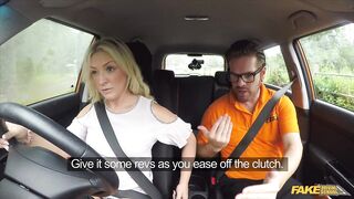 Fake Driving School - Sexy Blonde gets her sweet Scottish pussy slammed in a car