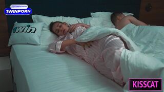 Step mom watched horror and came step son for share bed, but got rough fuck with surprise facial