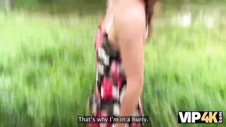 VIP4K. Red riding hood loves to show her pussy in her boyfriend’s car