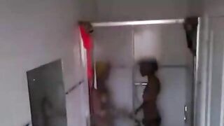 lesbian neighbor spied fucking with strapon by the windows