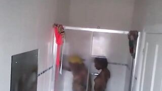 lesbian neighbor spied fucking with strapon by the windows