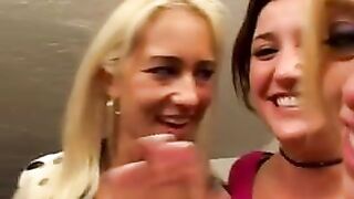 Two amateur girls cunnilingus by two strippers