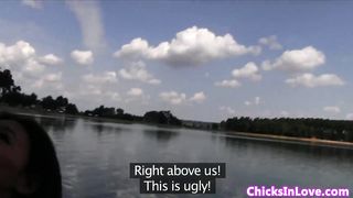 Sappho bikini euro feasting on pussy outdoors