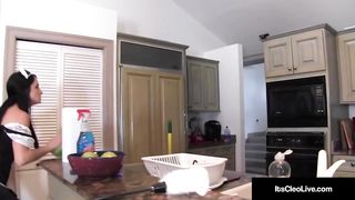 Voyeur Spies on Its Cleo & Goddess Brandon as Lesbian Maids!
