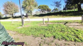 FLASHING my COCK in front a everyone in a PUBLIC PARK and my STEPDAUGHER HELPS me CUMSHOT - REAL SEX RISKY
