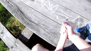 Caught by a jogger just when I cuming...Risky public/outdoors
