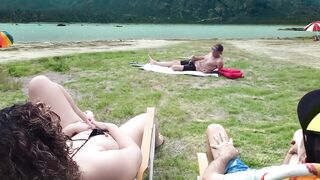 Voyeur masturbates on the beach in front of my husband