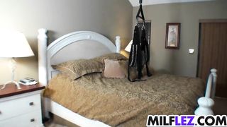 Sexy lez MILFS using a swing