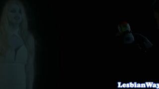 Fantasy lesbian sensually kissing and licking