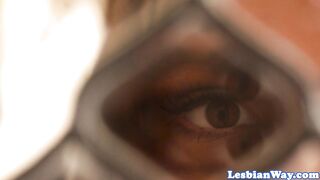 Lesbian beauty sensually scissoring in bath