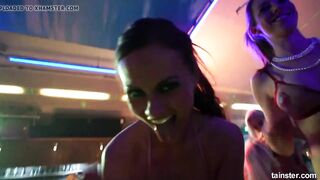 Lesbian babes masturbating in the club