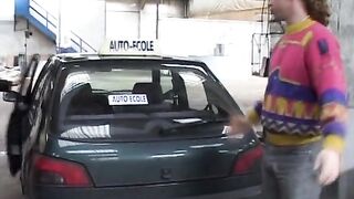 Stunning brunette French babe fucked in the public parking