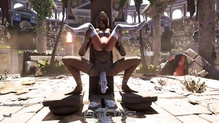A statue is fucking Lara Croft while 1,000 viewers are watching.