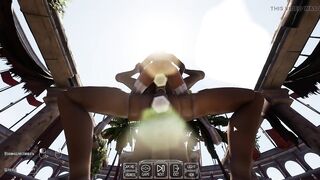 A statue is fucking Lara Croft while 1,000 viewers are watching.