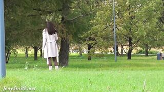 Jeny Smith see through pantyhose suit flashing