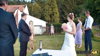 BRIDE4K. Blonde bride with natural tits enjoyed a good fuck. Hot sex with Andrea & Falco White