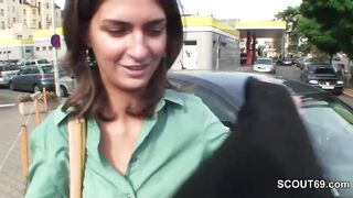 Young Czech Teen get outdoor ass fuck for money by 2 german