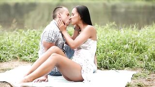 Soft fucking horny couple outdoor at lake