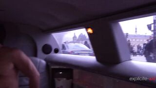 Very intense anal sex in a limousine driving on Paris boulevards