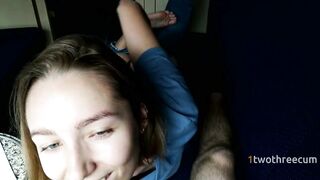 DOUBLE CUM IN MOUTH FOR CUTIE TRAVELER ON A TRAIN