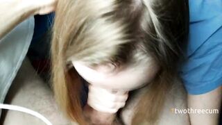 DOUBLE CUM IN MOUTH FOR CUTIE TRAVELER ON A TRAIN