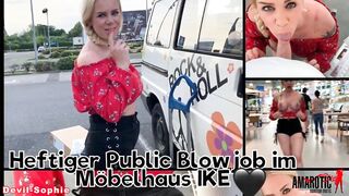 Devil-Sophie: Heavy public blowjob in the furniture store